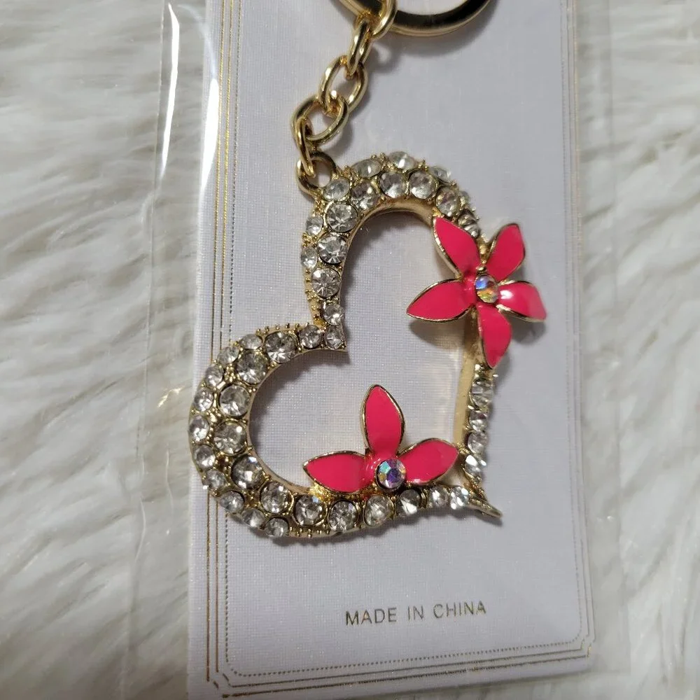 Crystal Collection Floral Heart Keychain